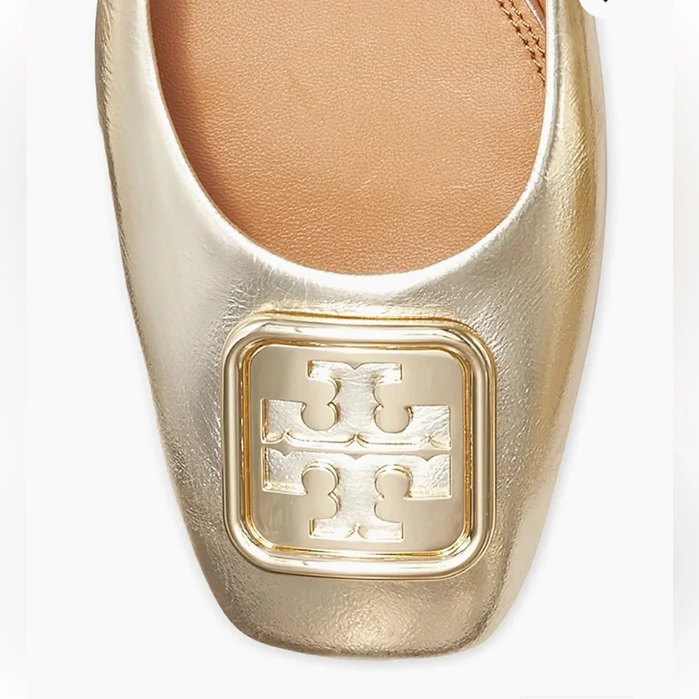 Tory Burch Georgia Metallic Leather Flats - Picture 5 of 7